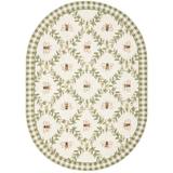 Brown Area Rug - August Grove® Littell Floral Handmade Wool Green Area Rug Wool in Brown, Size 54.0 W x 0.25 D in | Wayfair