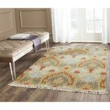 Bungalow Rose Saint-Paul Ikat Hand-Woven Flatweave Beige/Green/Brown Area Rug Polypropylene in Brown/Green/White, Size 120.0 H x 96.0 W x 0.5 D in