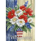 Toland Home Garden Patriotic Bouquet 2-Sided Polyester 12 x 18 in. Garden Flag in Blue/Brown/Red, Size 18.0 H x 12.5 W in | Wayfair 119591