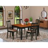 Darby Home Co Arata 5 - Piece Butterfly Leaf Rubberwood Solid Wood Dining Set Wood/Upholstered Chairs in Black/Brown, Size 30.0 H in | Wayfair