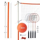 Franklin Sports Starter Badminton & Volleyball Plastic/Metal in Orange/White, Size 3.7 H x 8.0 W x 25.0 D in | Wayfair 50610