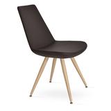 Side Chair - sohoConcept Eiffel 19.5" Wide Side Chair Faux Leather/Upholstered/Genuine Leather in White/Brown | Wayfair DC1017-37