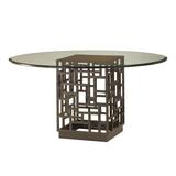 Tommy Bahama Home Ocean Club Dining Table Glass/Metal in Brown, Size 30.0 H x 54.0 W x 54.0 D in | Wayfair 01-0536-875-54C