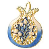 The Holiday Aisle® Pomegranate w/ Star of David Holiday Shaped Ornament Crystal in Blue/Yellow, Size 4.5 H x 3.5 W x 1.0 D in | Wayfair