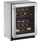 U-Line 43 Bottle 2000 Series Dual Zone Built-in Wine Refrigerator in Gray, Size 33.687 H x 23.437 W x 23.625 D in | Wayfair U-2224ZWCS-00B