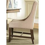 Birch Lane™ Barlow Linen Dining Chair in Light Cream/Biege Upholstered/Fabric in Brown, Size 39.0 H x 22.0 W x 26.0 D in | Wayfair