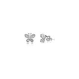 Chanteur Designs Girls' Earrings - Sterling Silver & Crystal Butterfly Stud Earrings