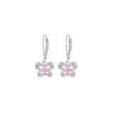 Chanteur Designs Girls' Earrings Multi - Pink Crystal & Sterling Silver Butterfly Drop Earrings