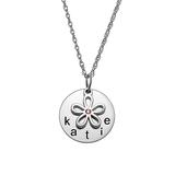 Limoges Kids Jewelry Girls' Necklaces SILVER - Cubic Zirconia & Crystal Floral Personalized Pendant Necklace