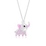 Chanteur Designs Girls' Necklaces - Pink Crystal & Silvertone Elephant Necklace