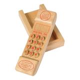Constructive Playthings Housekeeping Toys - Cordless Push-Button Wood Telephone