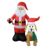 BZB Goods Lawn Inflatables - 5' Inflatable Santa Claus & Dog Decor