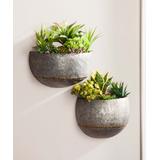 Evergreen Outdoor Planters Silver - Galvanized Semi-Circle Metal Wall Planter - Set of Two
