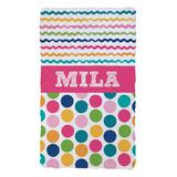 Personalized Planet Girls' Bed Blankets - Pink & Green Dot Personalized Blanket