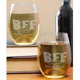 GiftsForYouNow Wine Glasses clear - 'BFF' Personalized Stemless Wineglass - Set of Two