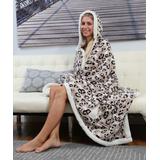 Chic Home Design Wearable & Hooded Blankets Black - Black Leopard Hooded Snuggle Blanket