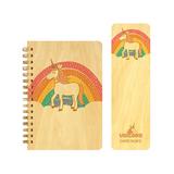 Night Owl Paper Goods - Rainbow Unicorn Pocket Wood Notebook & Bookmark