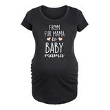 Bloom Maternity Women's Tee Shirts BLACK - Black 'From Fur Mama To Baby Mama' Maternity Scoop Neck Tee