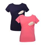 Myra Europe Women's Tee Shirts Navy&Pink - Navy & Pink Two-Piece Nursing Tee Set