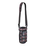 Cypress Home Bottle Sleeves N/A - Gray & Red Plaid Cylinder Crossbody Bag