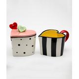 Cosmos Gifts Cups and Saucers - Heart Sugar Bowl & Creamer