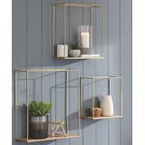 Signature Design by Ashley Furniture Hanging Shelf Organizers Natural/Gold - Beige & Gold Efharis Wall Shelf - Set of Three