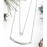 callura Women's Necklaces Crystal - Crystal & Silvertone Layered Bar Pendant Necklace