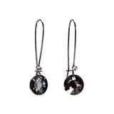 callura Women's Earrings Black - Black Crystal & Silvertone Wire Drop Earrings