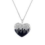 Yeidid International Women's Necklaces - Black Crystal & Sterling Silver Ombre Heart Pendant Necklace