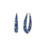 Yeidid International Women's Earrings - Blue Crystal & Silvertone Hoop Earrings
