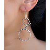Nautilus Women's Earrings ANTIQUE - Silvertone Double Hoop Drop Earrings