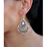 Nautilus Women's Earrings ANTIQUE - Antique Silvertone Embossed Teardrop Earrings