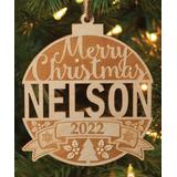 Personalized Planet Ornaments - 'Merry Christmas' Personalized Wood Ornament
