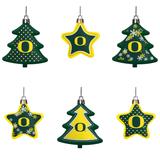 Oregon Ducks Six-Pack Shatterproof Tree And Star Ornament Set