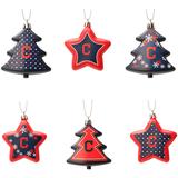 Cleveland Indians Six-Pack Shatterproof Tree And Star Ornament Set