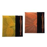 'Orange and Yellow Kupu-Kupu Leaf Journals from Bali (Pair)'