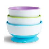 Munchkin Baby Feeding Bowls - Purple, Blue & Green Suction Cup Bowls - Set of 3