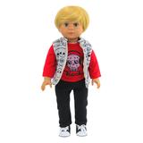 American Fashion World Doll Clothing Red - Skull Tee & Pants Set for 18'' Doll