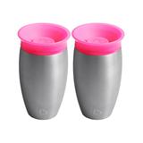 Munchkin Girls' Sippy Cups - Pink Stainless Steel 10-Oz. Miracle 360 Sippy Cup - Set of 2