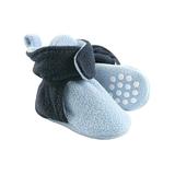 Luvable Friends Boys' Infant Booties and Crib Shoes 22 - Light Blue & Navy Fleece Gripper Booties - Boys