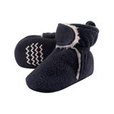 Hudson Baby Boys' Infant Booties and Crib Shoes Navy - Navy Fleece Nonskid Booties - Boys