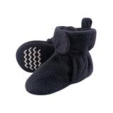 Hudson Baby Boys' Infant Booties and Crib Shoes Navy - Navy Gripper Fleece Scooties Booties - Boys