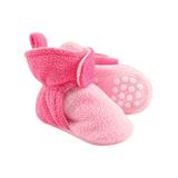 Luvable Friends Girls' Infant Booties and Crib Shoes Light/Dark - Light Pink & Dark Pink Fleece Gripper Booties - Girls