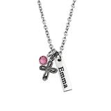 Pebbles Jones Kids Girls' Necklaces Silver - Birth Month Personalized Cross Necklace with Crystal