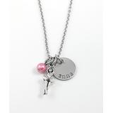 Pebbles Jones Kids Girls' Necklaces Silver - Pink Ballerina Personalized Pendant Necklace - Girls