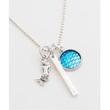 Five Little Birds Girls' Necklaces SILVER - Blue & Silvertone Mermaid Scales Personalized Necklace