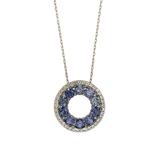 Suzy Levian Women's Necklaces Blue - Blue & White Lab-Created Sapphire Circle Pendant Necklace