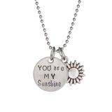 Pebbles Jones Kids Girls' Necklaces Silver - Stainless Steel 'You Are My Sunshine' Round Pendant Necklace