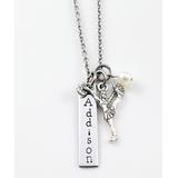 Pebbles Jones Kids Girls' Necklaces Silver - Cultured Pearl Personalized Cheerleading Necklace