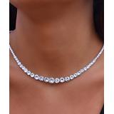 Golden Moon Women's Necklaces Silver - Crystal & Silvertone Round Graduated Tennis Necklace
